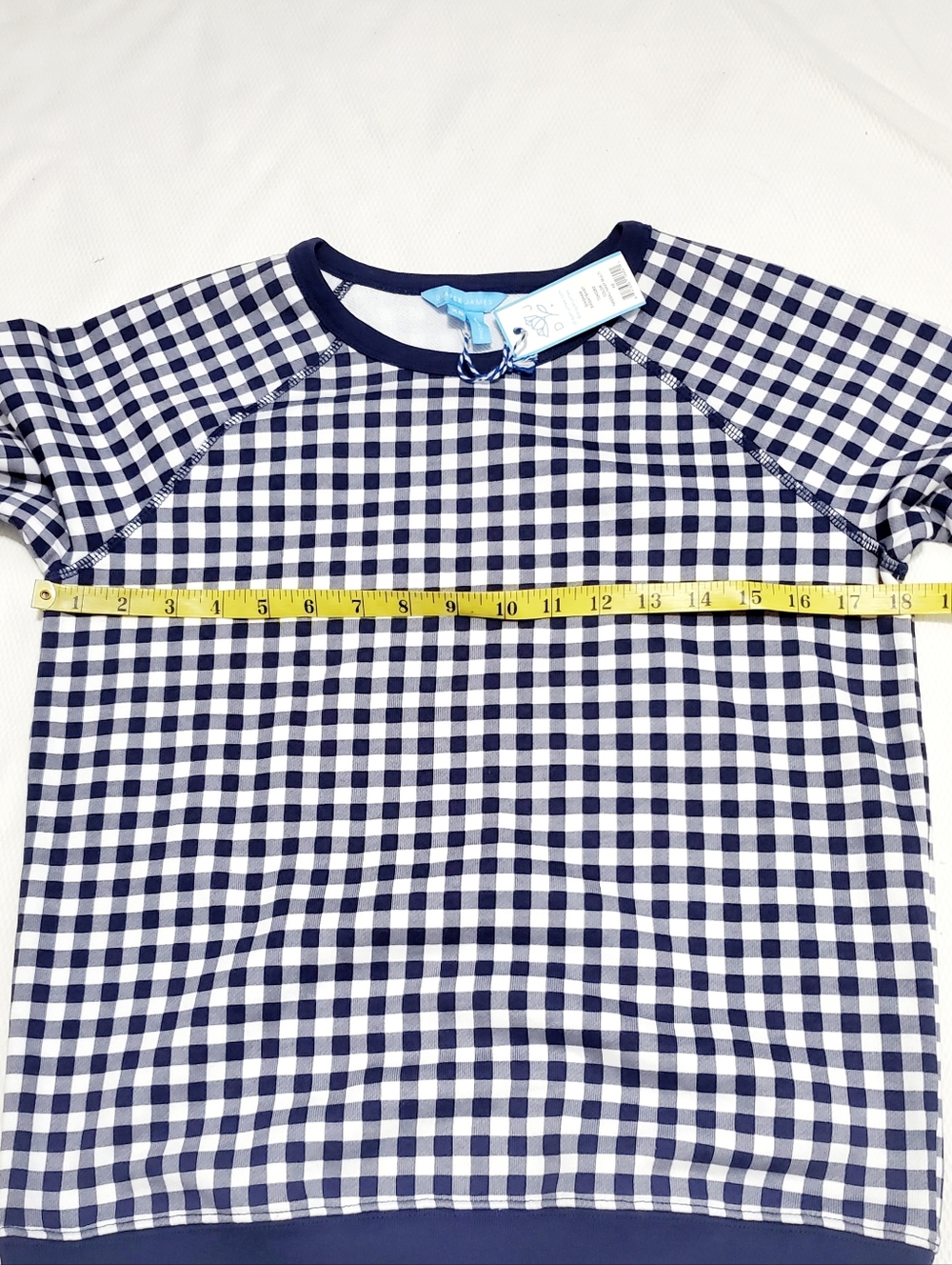 Draper James Natalie Nassau Navy and White Gingham Sweatshirt XS NEW - Picture 9 of 10
